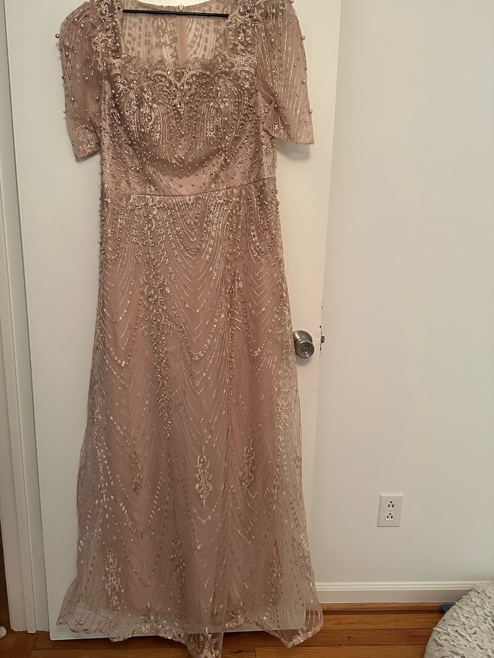 SHEIN Beaded Blush Maxi Dress